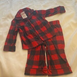 Wondershop Kids Plaid Pajama Set - Red and Black